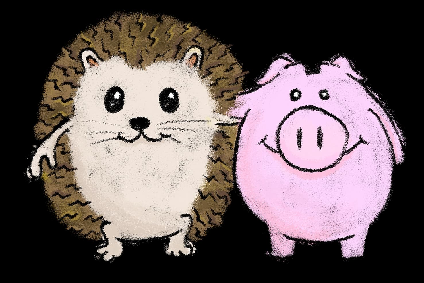 Igelkott som håller en spargris i hand